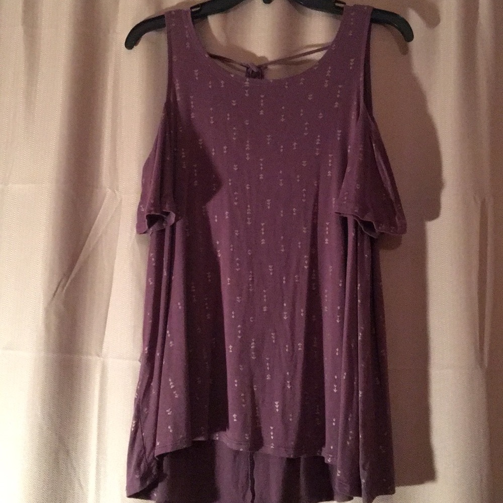 Burnt purple cold shoulder top